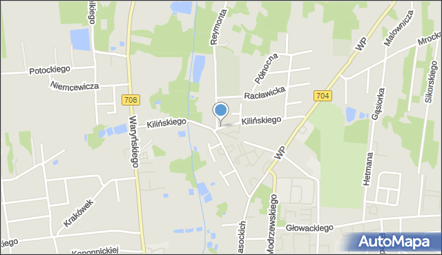 Brzeziny, Kilińskiego Jana, płk., mapa Brzeziny