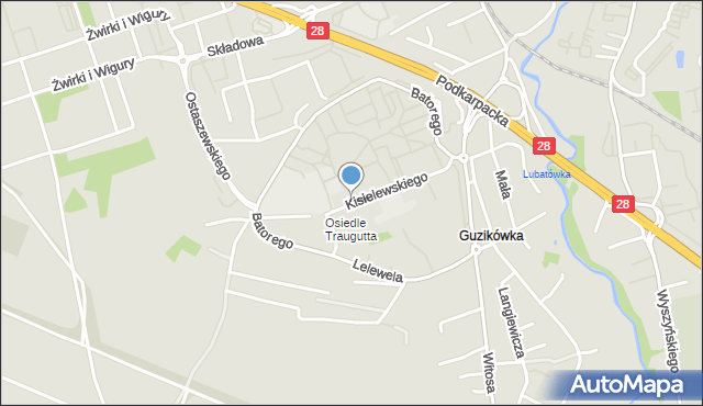 Krosno, Kisielewskiego-Kisiela Stefana, mapa Krosna