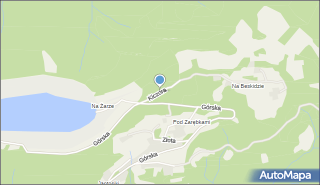 Międzybrodzie Żywieckie, Kiczora, mapa Międzybrodzie Żywieckie