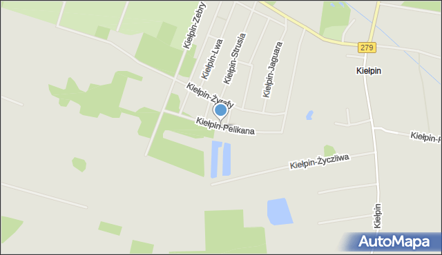 Zielona Góra, Kiełpin-Pelikana, mapa Zielona Góra