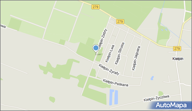 Zielona Góra, Kiełpin-Zebry, mapa Zielona Góra