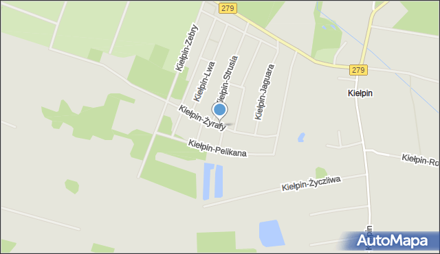 Zielona Góra, Kiełpin-Żyrafy, mapa Zielona Góra