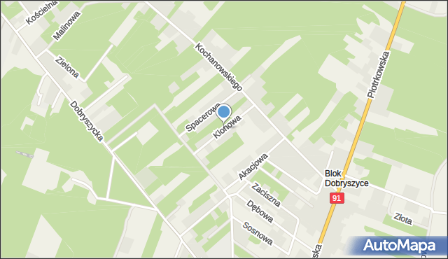 Blok Dobryszyce, Klonowa, mapa Blok Dobryszyce