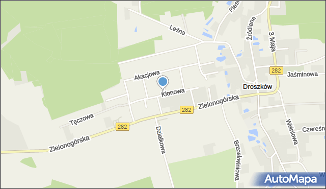 Droszków gmina Zabór, Klonowa, mapa Droszków gmina Zabór