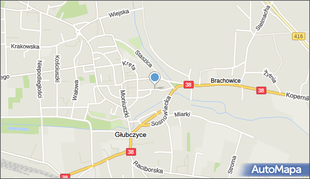 Głubczyce, Klasztorna, mapa Głubczyce