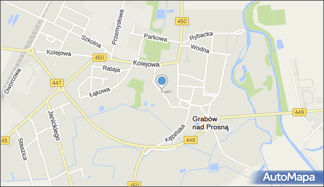 Grabów nad Prosną, Klasztorna, mapa Grabów nad Prosną