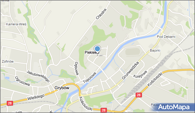 Grybów, Klonowa, mapa Grybów