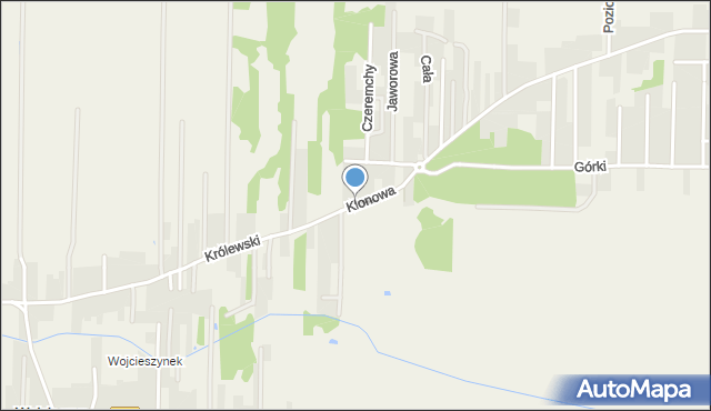 Koczargi Nowe, Klonowa, mapa Koczargi Nowe