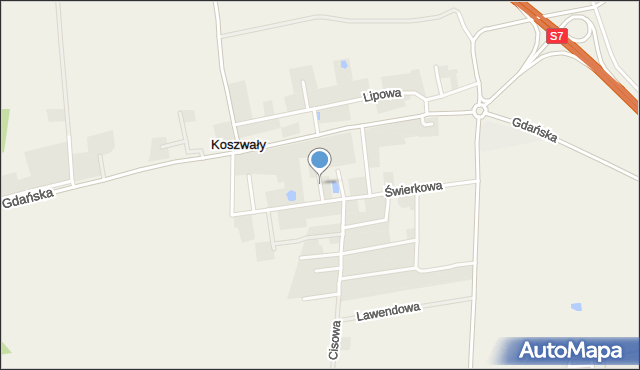 Koszwały, Klonowa, mapa Koszwały