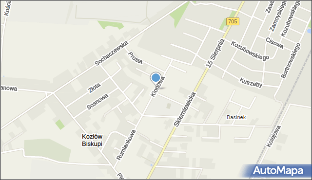 Kozłów Biskupi, Klonowa, mapa Kozłów Biskupi