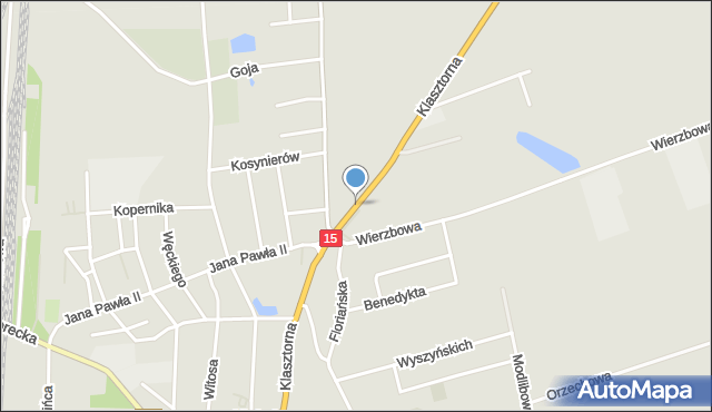 Koźmin Wielkopolski, Klasztorna, mapa Koźmin Wielkopolski