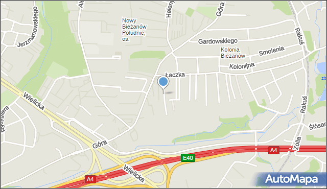 Kraków, Kluszewskiego Jacka, mapa Krakowa