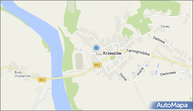 Krzeszów powiat niżański, Klasztorna, mapa Krzeszów powiat niżański