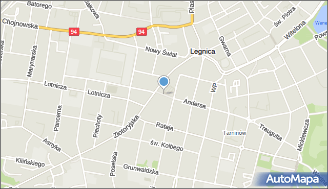 Legnica, Klubowa, mapa Legnicy