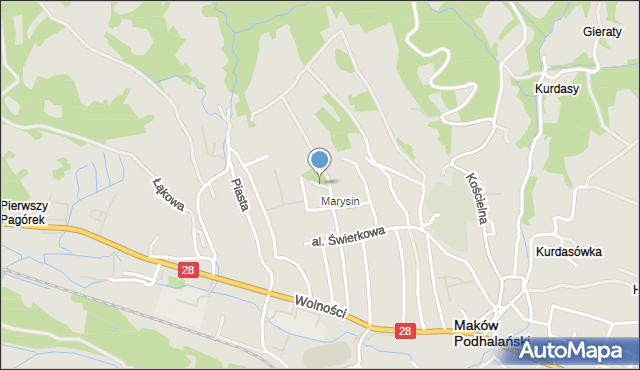 Maków Podhalański, Klonowa, mapa Maków Podhalański
