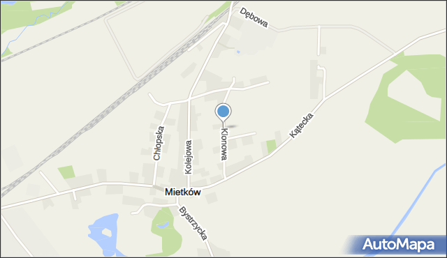 Mietków, Klonowa, mapa Mietków