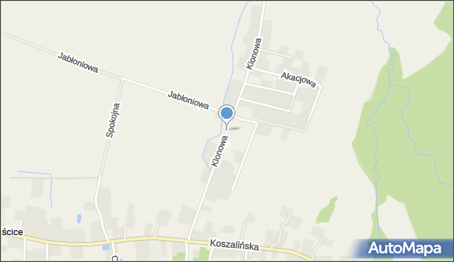 Mścice, Klonowa, mapa Mścice