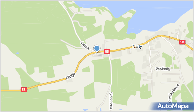 Narty gmina Jedwabno, Klonowa, mapa Narty gmina Jedwabno