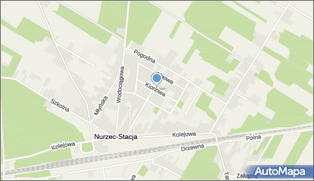 Nurzec-Stacja, Klonowa, mapa Nurzec-Stacja