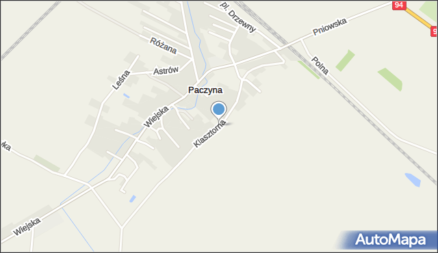 Paczyna, Klasztorna, mapa Paczyna