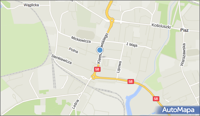 Pisz, Klementowskiego Władysława, dr., mapa Pisz