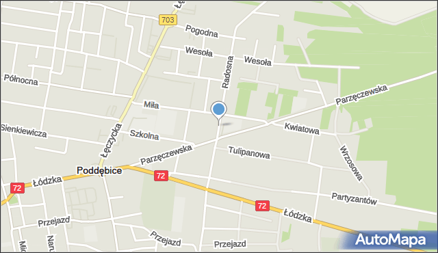 Poddębice, Kłosowa, mapa Poddębice