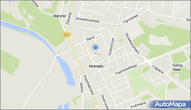 Puławy, Klonowa, mapa Puław