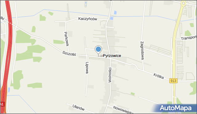 Pyrzowice, Klonowa, mapa Pyrzowice