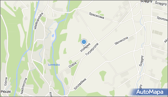 Ściegny, Klonowa, mapa Ściegny