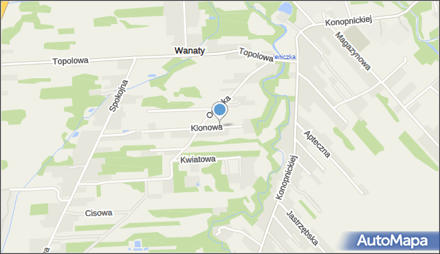 Wanaty gmina Kamienica Polska, Klonowa, mapa Wanaty gmina Kamienica Polska