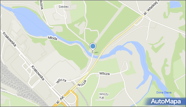 Wrocław, Kładka Siedlecka, mapa Wrocławia