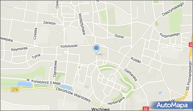 Wschowa, Klasztorna, mapa Wschowa