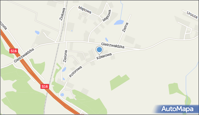 Bartąg, Kolorowa, mapa Bartąg