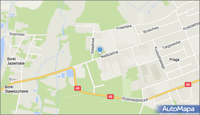 Białobrzegi, Kościelna, mapa Białobrzegi