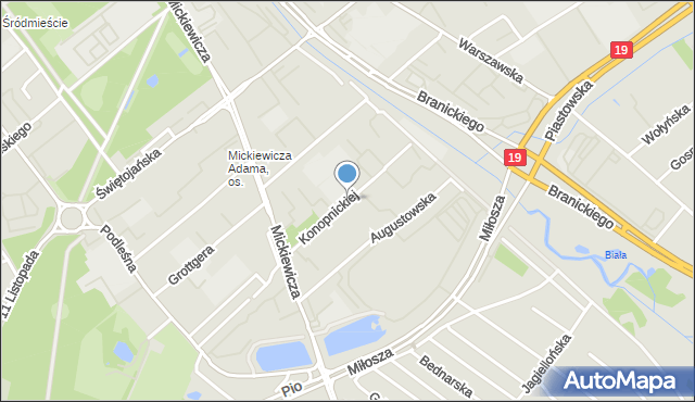 Białystok, Konopnickiej Marii, mapa Białegostoku