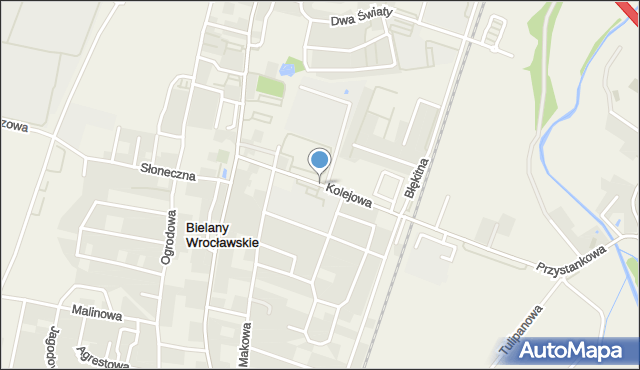 Bielany Wrocławskie, Kolejowa, mapa Bielany Wrocławskie
