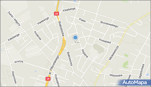 Bielsk Podlaski, Kołłątaja Hugo, mapa Bielsk Podlaski