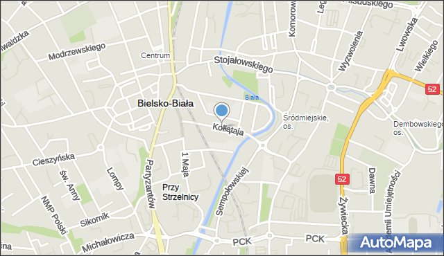 Bielsko-Biała, Kołłątaja Hugo, mapa Bielsko-Białej