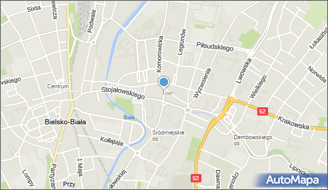 Bielsko-Biała, Konfederatów Barskich, mapa Bielsko-Białej
