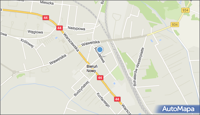 Bieruń, Kossaka Wojciecha, mapa Bieruń