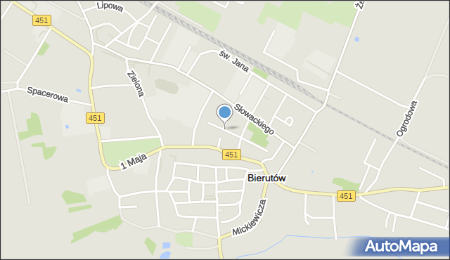 Bierutów, Kochanowskiego Jana, mapa Bierutów