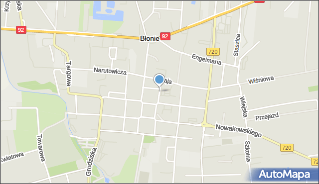 Błonie powiat warszawski zachodni, Kościuszki Tadeusza, gen., mapa Błonie powiat warszawski zachodni