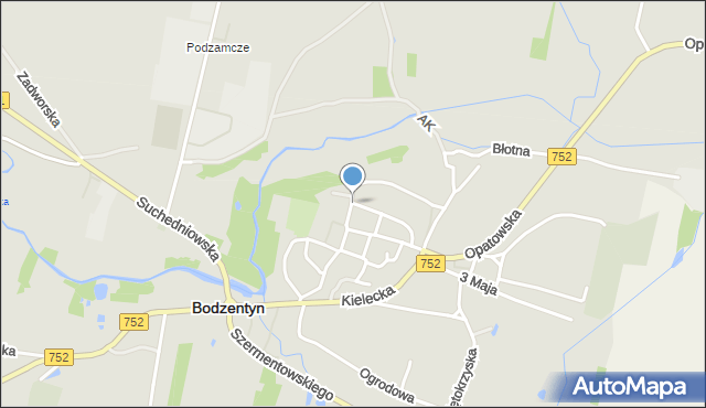 Bodzentyn, Kościelna, mapa Bodzentyn