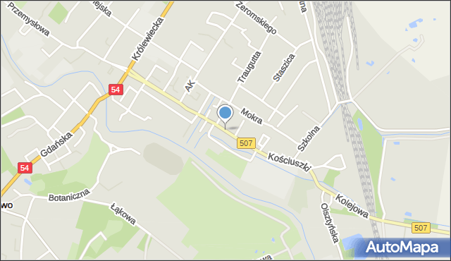Braniewo, Kościuszki Tadeusza, gen., mapa Braniewo