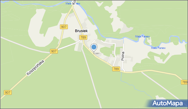 Brusiek, Kościelna, mapa Brusiek