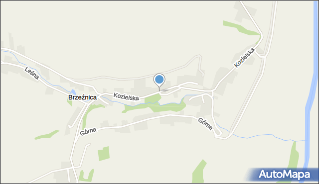Brzeźnica gmina Rudnik, Kozielska, mapa Brzeźnica gmina Rudnik