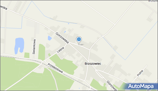 Brzozowiec gmina Deszczno, Kościelna, mapa Brzozowiec gmina Deszczno