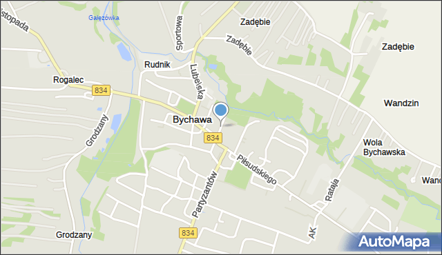 Bychawa, Kościuszki Tadeusza, gen., mapa Bychawa