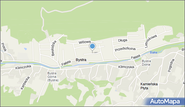 Bystra gmina Wilkowice, Konwaliowa, mapa Bystra gmina Wilkowice