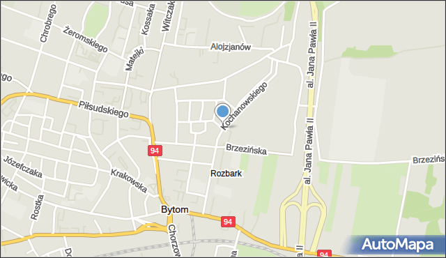 Bytom, Kochanowskiego Jana, mapa Bytomia